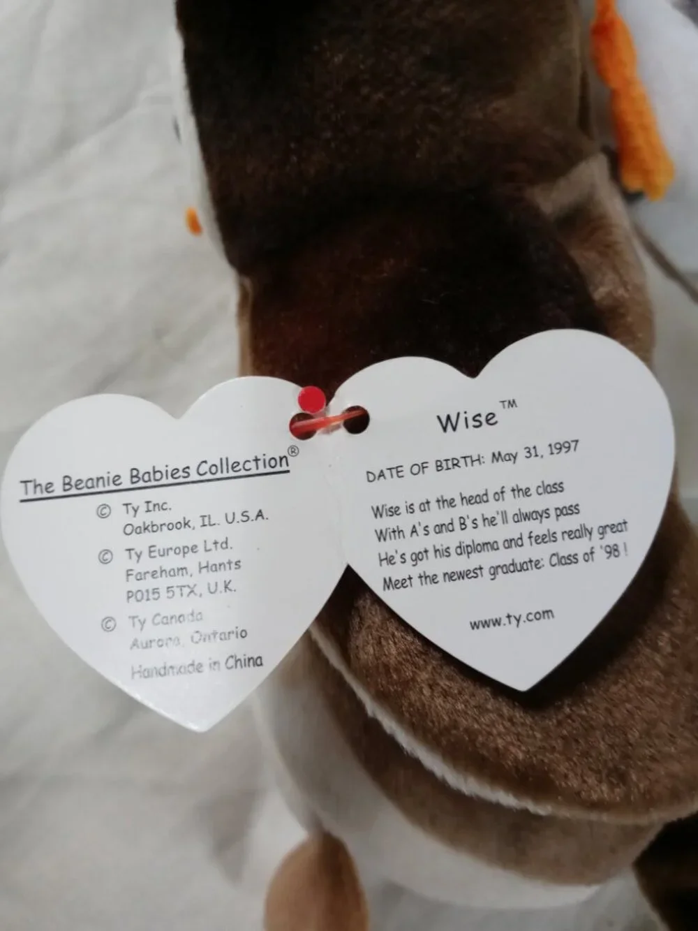 Ty Beanie Babies Original 3 Rare Plush Vintage 98'/ 99' Owls Wise & Wiser w Tags